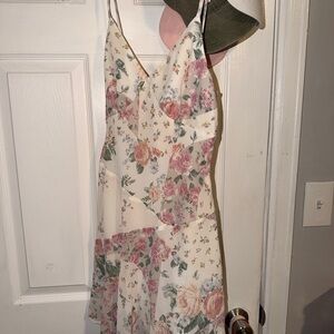 Wild Fable Floral Mini Dress in Cream and Pink